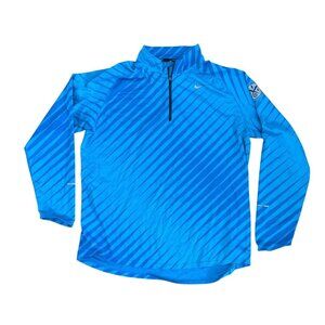 Nike Running Shirt Element Dri Fit Mens XL Blue Quarter Zip Long Sleeve Reflect